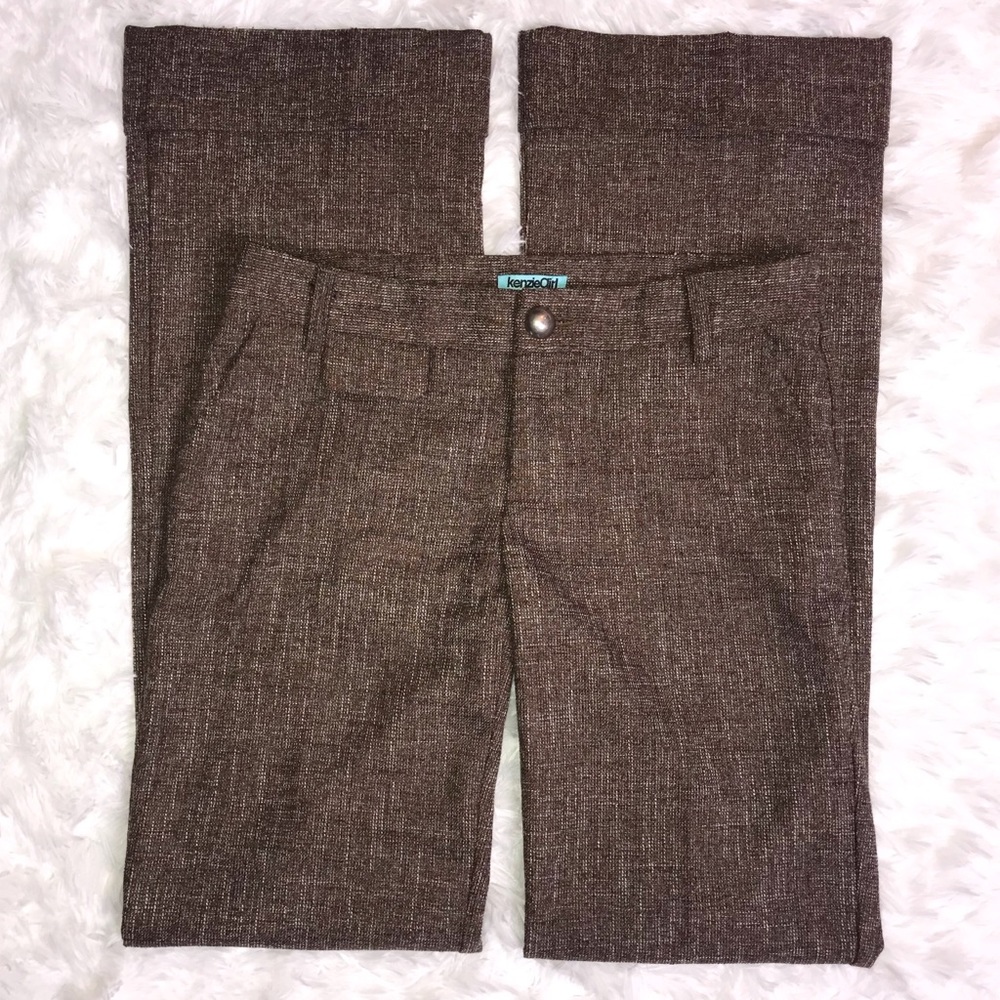 Kenzie Girl Tweed Pants Cuffed Bottom Pants